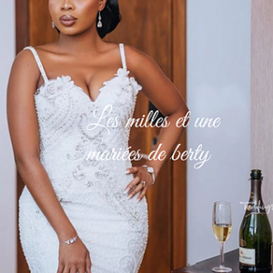 BALINA Robe grande taille style sirène, longueur plancher zipper au dos, dentelle broderie perlée, sans manches fines bretelles. Berty Events Wedding planner & Boutique en ligne | www.bertyevents.fr